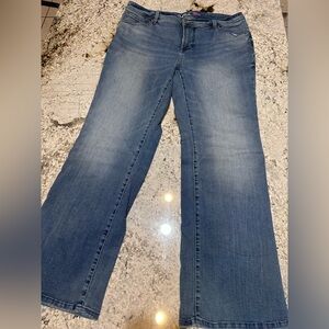 INC Blue Boot Leg Slim Tech Fit Jeans with Subtle Fading Size 16